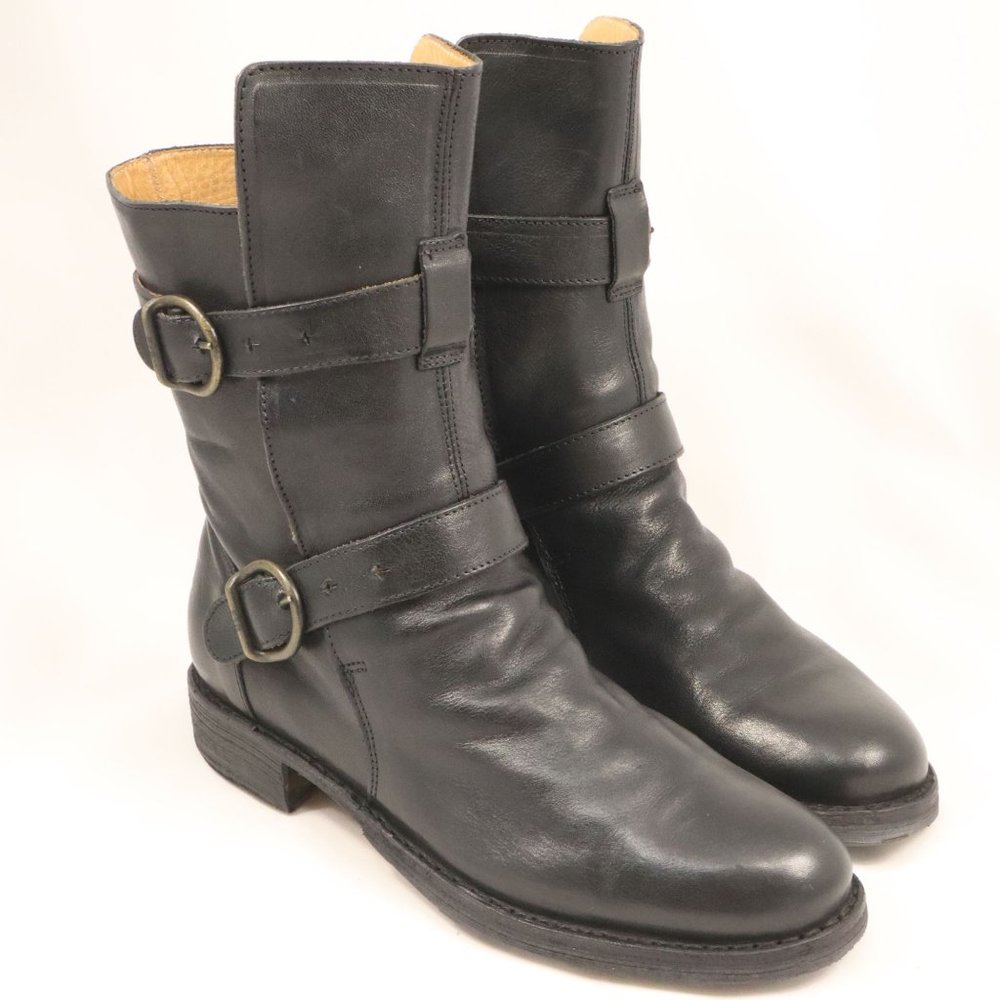 Fiorentini + Baker Riding Boots Womens 8.5 Black Two Buckle Straps Eternity 713